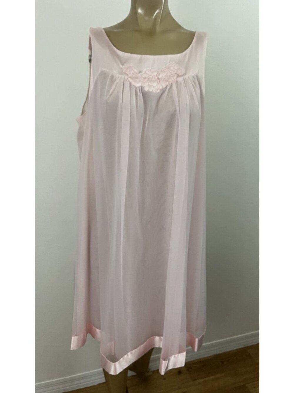 Vintage Gossard Artemis Women's M Double Layer Gown Nightgown Chiffon Satin Pink